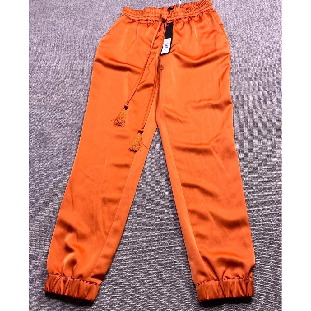 Badgley Mischka Jogger Pants Womens XS Orange Tapered Leg Drawstring BSP3186A